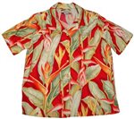 Paradise Found Heliconia Red Rayon Women's Hawaiian Shirt