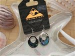 Oval Dangling Pewter Paua Shell Earrings