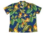 Waimea Casuals Airbrush Bird of paradise Royal Cotton Men's Hawaiian Shirt