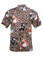 Go Barefoot Surf Flicks Black Cotton Rayon Men's Hawaiian Shirt