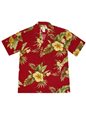 Ky&#39;s Wild Hibiscus Red Rayon Men&#39;s Hawaiian Shirt