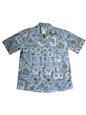 Ky&#39;s Vintage Outrigger  Blue Cotton Men&#39;s Hawaiian Shirt
