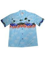 Ky's Muscle Car Paradise Light Blue Cotton Men's Hawaiian Shirt