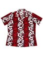 Ky&#39;s Hibiscus Lei Red Cotton Women&#39;s Hawaiian Shirt