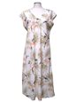 Ky&#39;s Blooming Orchid White Rayon Hawaiian Midi Dress