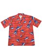 Ky&#39;s Marlin Fever Red Cotton Poplin Men&#39;s Hawaiian Shirt