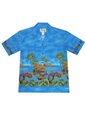 Ky&#39;s Tropical motorcycles Navy Blue Cotton Poplin Men&#39;s Hawaiian Shirt