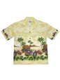 Ky&#39;s Tropical motorcycles Cream Cotton Poplin Men&#39;s Hawaiian Shirt
