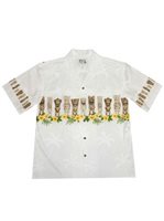 Ky's Hawaiian Tiki White Cotton Men's Hawaiian Shirt