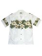 Ky&#39;s Hibiscus Row (Colored)  White Cotton Poplin Men&#39;s Hawaiian Shirt