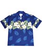 Ky&#39;s Hibiscus Row (Colored)  Navy Blue Cotton Poplin Men&#39;s Hawaiian Shirt