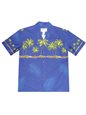 Ky&#39;s Palm Tree Navy Blue Cotton Poplin Men&#39;s Hawaiian Shirt