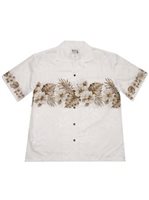 Ky's Hibiscus Row  White Cotton Poplin Men's Hawaiian Shirt