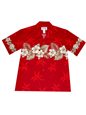 Ky&#39;s Hibiscus Row  Red Cotton Poplin Men&#39;s Hawaiian Shirt