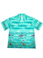 Ky&#39;s Great White Shark Blue Cotton Poplin Men&#39;s Hawaiian Shirt