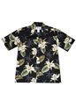 Ky&#39;s Classic Orchid Black Cotton Men&#39;s Hawaiian Shirt
