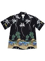 Ky's Motorcycle Beach Black Cotton Poplin Men's Hawaiian Shirt