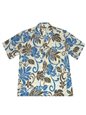 Ky&#39;s Wind Monstera  Blue Cotton Poplin Men&#39;s Hawaiian Shirt