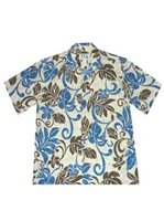Ky's Wind Monstera  Blue Cotton Poplin Men's Hawaiian Shirt