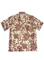 Ky's Wind Monstera  Red Cotton Poplin Men's Hawaiian Shirt