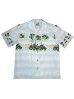 Ky's Light House Island White Cotton Poplin Men's Hawaiian Shirt