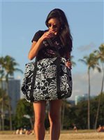 Nani Island Monstera Lover Black & White Hawaiian Big Tote Bag with Zipper