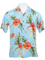 Two Palms Monstera Light Blue Rayon Men's Hawaiian Shirt