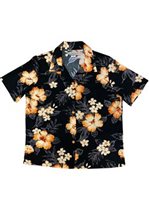 Paradise Found Hibiscus Garden Black Rayon Women's Hawaiian Shirt