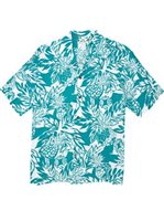 Two Palms Wild Pineapple Aqua Rayon Men's Hawaiian Shirt