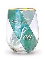 Island Heritage "Take Me To The Sea" Stemless Wine Glass Coastal Glassware