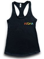 【Aloha Outlet限定】 Honi Pua レディース ハワイアン レーサーバックタンクトップ [モダンアロハ チェストロゴ]