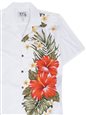 Ky&#39;s Red Aloalo Flower White Cotton Poplin Men&#39;s Hawaiian Shirt