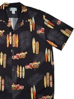 Two Palms Woody Black Rayon Men's Hawaiian Shirt