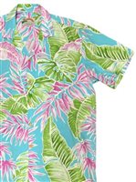 Paradise Found Cabana Palms Aqua Rayon Men's Hawaiian Shirt