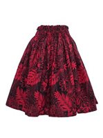 Anuenue (Pau) Hibiscus, Tiare & Monstera Leaf Black & Red Poly Cotton Single Pau Skirt / 3 Bands