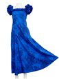 Two Palms Monstera Ceres Royal Blue Cotton Frill Puff Sleeve Long Dress