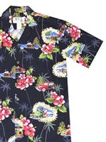 Ky's Hawaiian Christmas Black Cotton Poplin Men's Hawaiian Shirt
