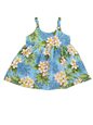 Ky&#39;s Plumeria Dream Blue Cotton  Girl&#39;s Hawaiian Dress