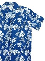 Two Palms Dream Garden Navy Rayon Men's Hawaiian Shirt