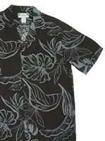 Two Palms Foster Garden Black Rayon Men's Hawaiian Shirt