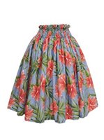 Hibiscus & Palm leaves Blue Poly Cotton LW-23-892