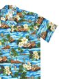 Ky&#39;s Woody Island Blue Cotton Men&#39;s Hawaiian Shirt