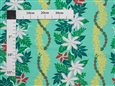 Flowers &amp; Leaves Border Mint Poly Cotton LW-23-888