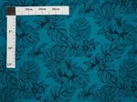 Hibiscus & Monstera leaves Teal Poly Cotton CM-22-56