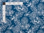 Hibiscus & Monstera leaves Navy Poly Cotton CM-22-56