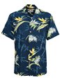 Paradise Found Bamboo Paradise Navy Rayon Men&#39;s Hawaiian Shirt