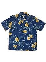 Two Palms Orchid Fern Blue Rayon Men's Hawaiian Shirt