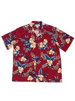 Two Palms Orchid Fern Red Rayon Men's Hawaiian Shirt