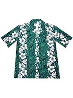 Ky's Hibiscus Lei Green Cotton Men's Hawaiian Shirt