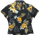 Two Palms Fern Hibiscus Black Rayon Women's Hawaiian Shirt